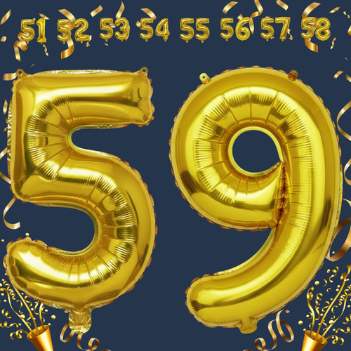 32 Inch Big Gold Large Number 59 Mylar Foil Balloon For Helium & Air Filled Premium Self Seal Balloo.jpg