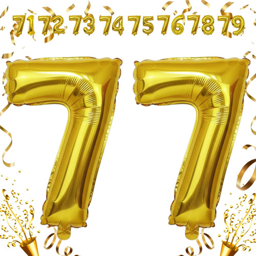 32 Inch Big Gold Large Number 77 Mylar Foil Balloon For Helium & Air Filled Premium Self Seal Balloo.jpg