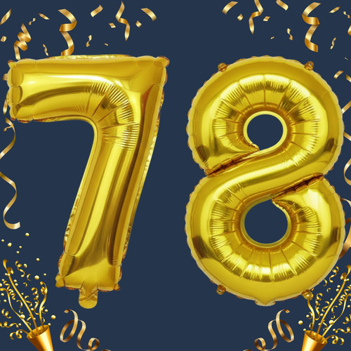 32 Inch Big Gold Large Number 78 Mylar Foil Balloon For Helium & Air Filled Premium Self Seal Balloo.jpg