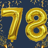 32 Inch Big Gold Large Number 78 Mylar Foil Balloon For Helium &amp; Air Filled Premium Self Seal Balloo