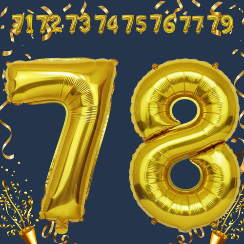 32 Inch Big Gold Large Number 78 Mylar Foil Balloon For Helium & Air Filled Premium Self Seal Balloo.jpg