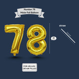 32 Inch Big Gold Large Number 78 Mylar Foil Balloon For Helium &amp; Air Filled Premium Self Seal Balloo