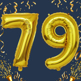 32 Inch Big Gold Large Number 79 Mylar Foil Balloon For Helium &amp; Air Filled Premium Self Seal Balloo