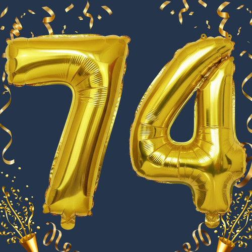 32 Inch Big Gold Large Number 74 Mylar Foil Balloon For Helium & Air Filled Premium Self Seal Balloo.jpg