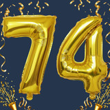 32 Inch Big Gold Large Number 74 Mylar Foil Balloon For Helium &amp; Air Filled Premium Self Seal Balloo