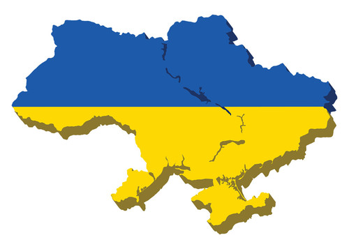 Map of Ukraine 3D in the colors of the Ukrainian flag.jpg