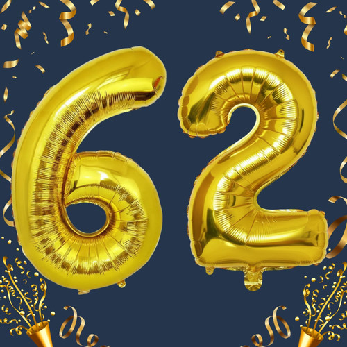 32 Inch Big Gold Large Number 62 Mylar Foil Balloon For Helium & Air Filled Premium Self Seal Balloo.jpg