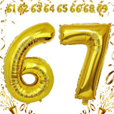 32 Inch Big Gold Large Number 67 Mylar Foil Balloon For Helium &amp; Air Filled Premium Self Seal Balloo
