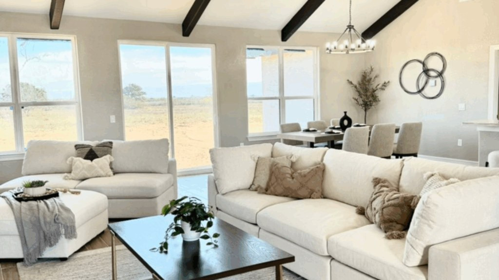 Staged living room in a San Antonio home
