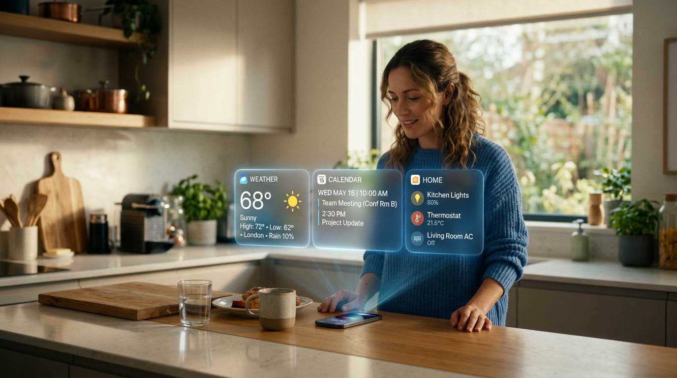Person using new Siri with holographic response