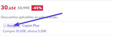 captura de pantalla de ayuda para conseguir la oferta temporal