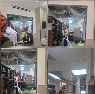 انهيار سقف كنيس يهودي في بني براك وسط "إسرائيل" نتيجة سقوط شظية اعتراضية....