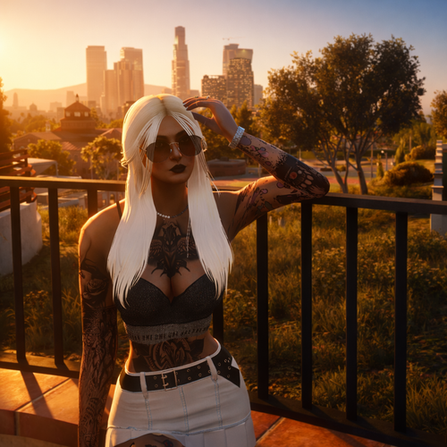 Chica de GTA ante el atardecer.png