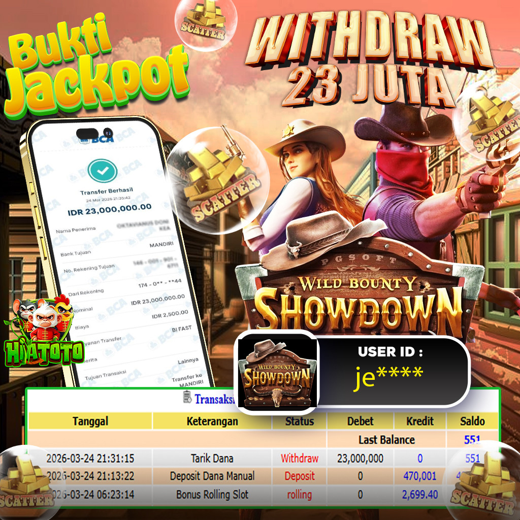 HIATOTO JACKPOT!!! Jackpot WILD BOUNTY SHOWDOWN  Sebesar Rp 23.000.000 Juta Di Bayar Lunas!