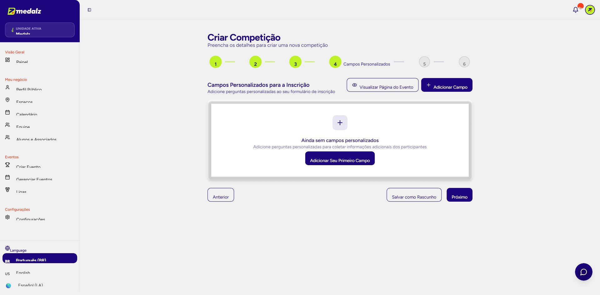 Etapa 4 — Campos Personalizados para a Inscrição
