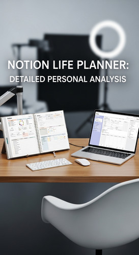 A professional studio with a Notion Life Planner overlay text Notion Life Planner Detailed Personal .jpg