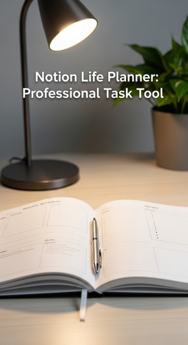 A professional studio with a Notion Life Planner overlay text Notion Life Planner Professional Task .jpg