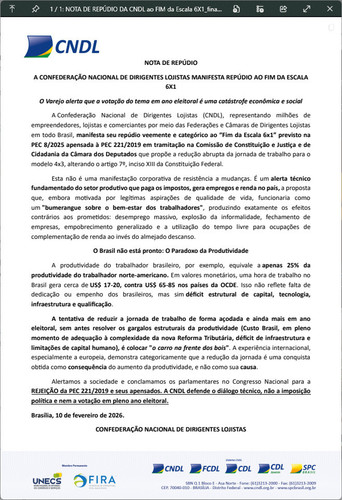 Nota Oficial CNDL