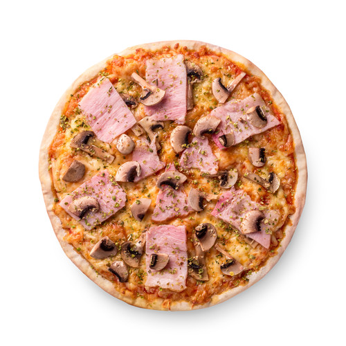 fresh pizza with mushrooms ham cheese white background copy space homemade with love fast delivery r.jpg