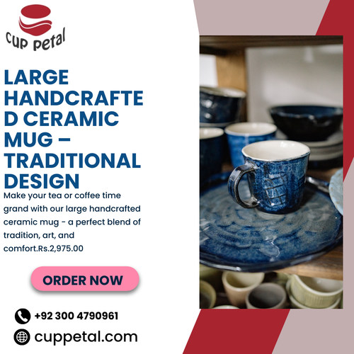 Large Handcrafted Ceramic Mug – Traditional Design.png
