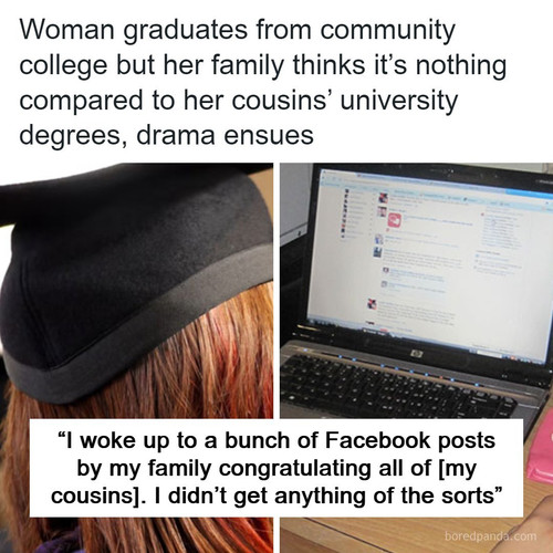 woman upset family didnt care graduating community college.jpg