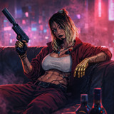 cyberpunk girl with a loaded silence ph 1920x1080