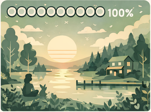 Serene lakeside sunset in Future Sanctuary.png