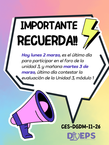 Recordatorio Foro y examen U3M1 CES DGDM I1 26.png