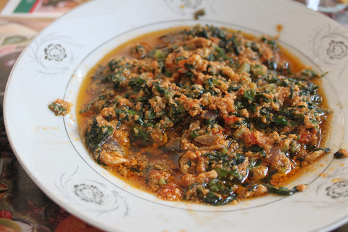 Palava sauce w cocoyam leaf (5612472154).jpg