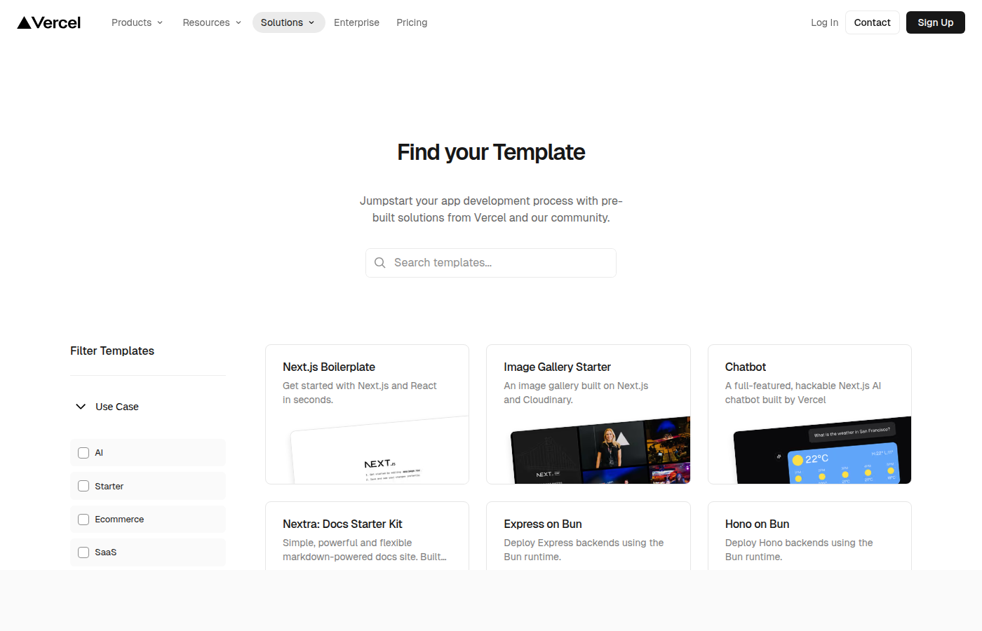 Vercel 템플릿 갤러리