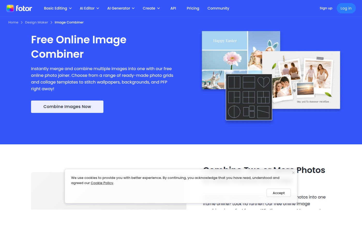 Fotor 이미지 합치기 화면