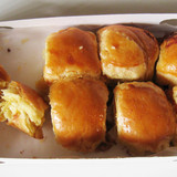 Durian Keju Bollen, Kartika Sari brand pastry filled with cheese and durian cream. Specialty of Band