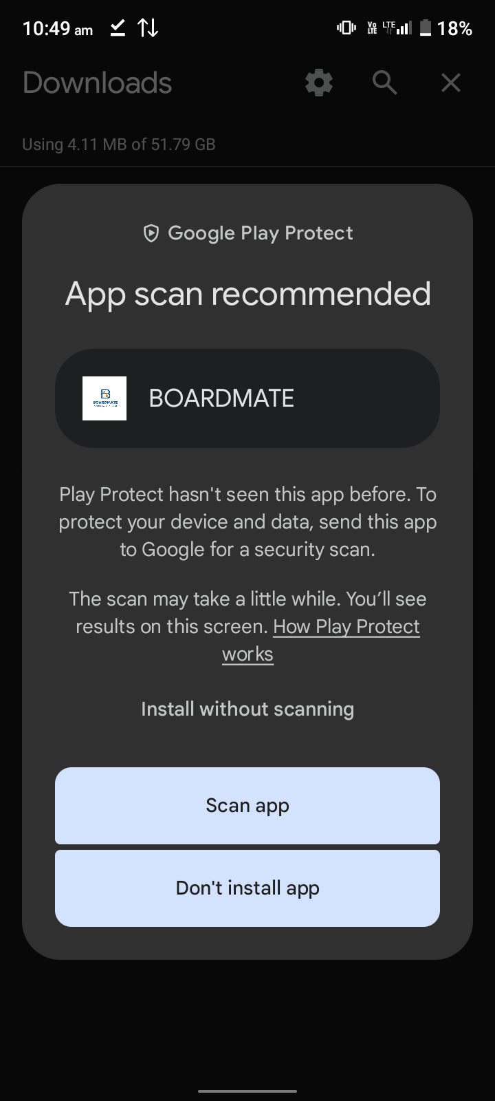 Install confirmation prompt