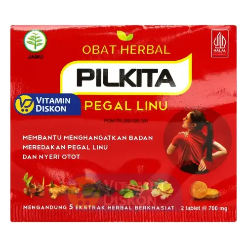 pilkita pilkita obat tablet herbal pegal linu 1 strip isi 2 tablet obat pegel linu nyeri otot capek .webp
