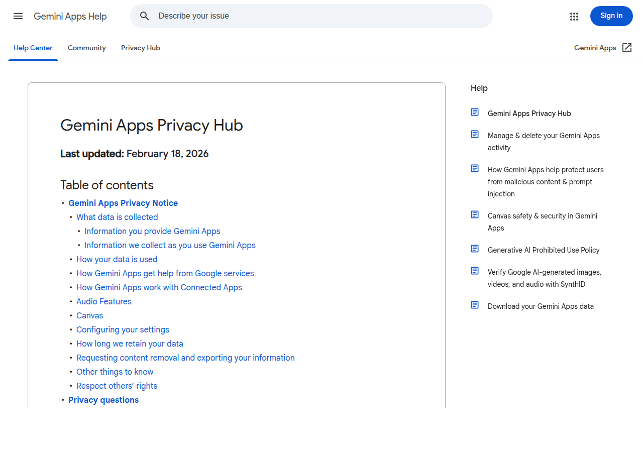 Gemini 고객지원 페이지
