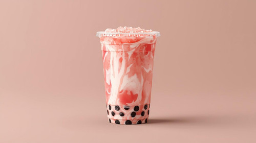 Create a milk tea in realistic way and form and the flavor is watermelon. Y 20260304 231141 0000.jpg