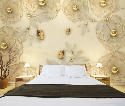 3D Golden Floral Butterfly Wallp.jpg