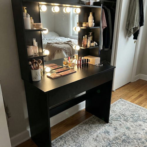 Stylish Vanity Table with Mirror and Lights.png