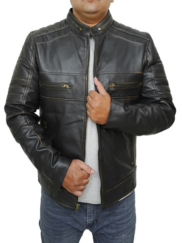 Mens Customized New Costumes Moto Biker Bomber Cafe Racer Quilted Vintage Brown Real Lambskin Leathe.jpg