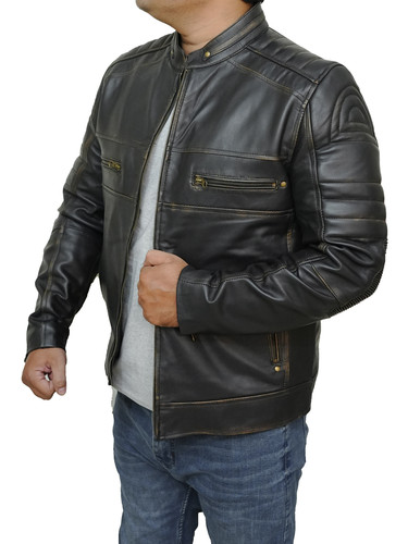 Mens Customized New Costumes Moto Biker Bomber Cafe Racer Quilted Vintage Brown Real Lambskin Leathe.jpg