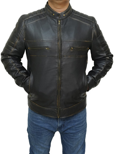 Mens Customized New Costumes Moto Biker Bomber Cafe Racer Quilted Vintage Brown Real Lambskin Leathe.jpg