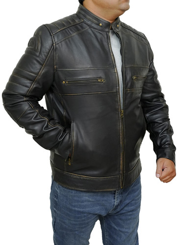 Mens Customized New Costumes Moto Biker Bomber Cafe Racer Quilted Vintage Brown Real Lambskin Leathe.jpg