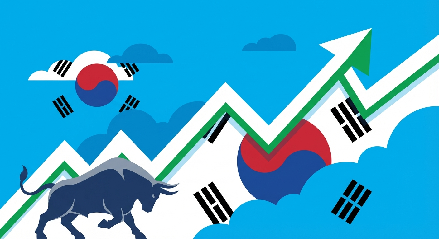 코스피 상승과 관세 판결을 정리한 경제 뉴스 일러스트
