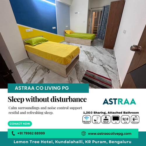 Astraa Coliving PG ensures a calm environment for restful nights.