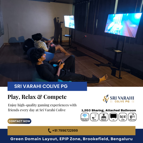 Our PS5 gaming room is a favorite hangout spot for residents at Sri Varahi Colive PG..png