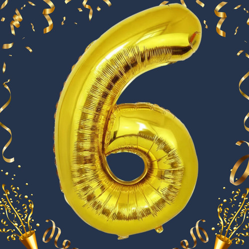 40 Inch Big Gold Large Number 6 Mylar Foil Balloon For Helium & Air Filled Premium Self Seal Balloon.jpg