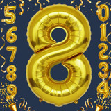 40 Inch Big Gold Large Number 8 Mylar Foil Balloon For Helium &amp; Air Filled Premium Self Seal Balloon