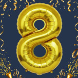 40 Inch Big Gold Large Number 8 Mylar Foil Balloon For Helium &amp; Air Filled Premium Self Seal Balloon