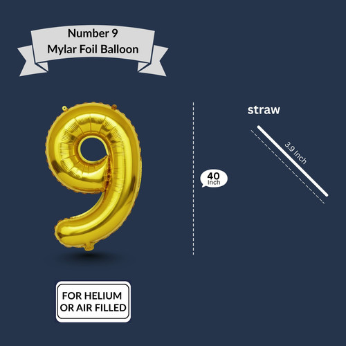 40 Inch Big Gold Large Number 9 Mylar Foil Balloon For Helium & Air Filled Premium Self Seal Balloon.jpg