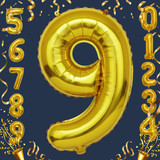 40 Inch Big Gold Large Number 9 Mylar Foil Balloon For Helium &amp; Air Filled Premium Self Seal Balloon